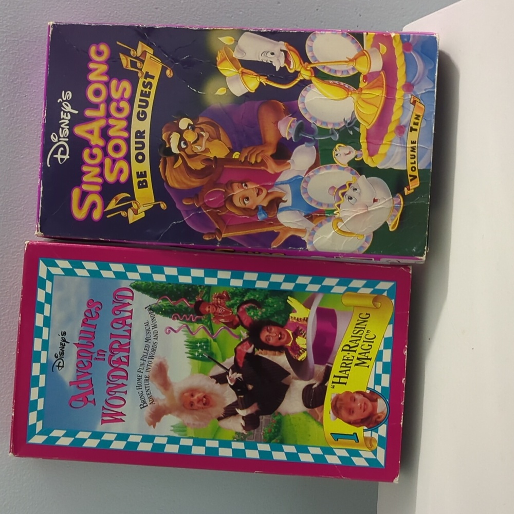 Disney's Adventure in Wonderland and Sing Along Songs Be Our Guest VHS Tapes